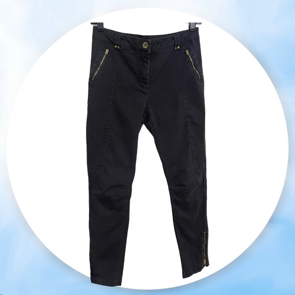 💙 3 for $12 - H&M Navy Khaki Skinny Pants Brass Zipper Detail - Picture 1 of 9